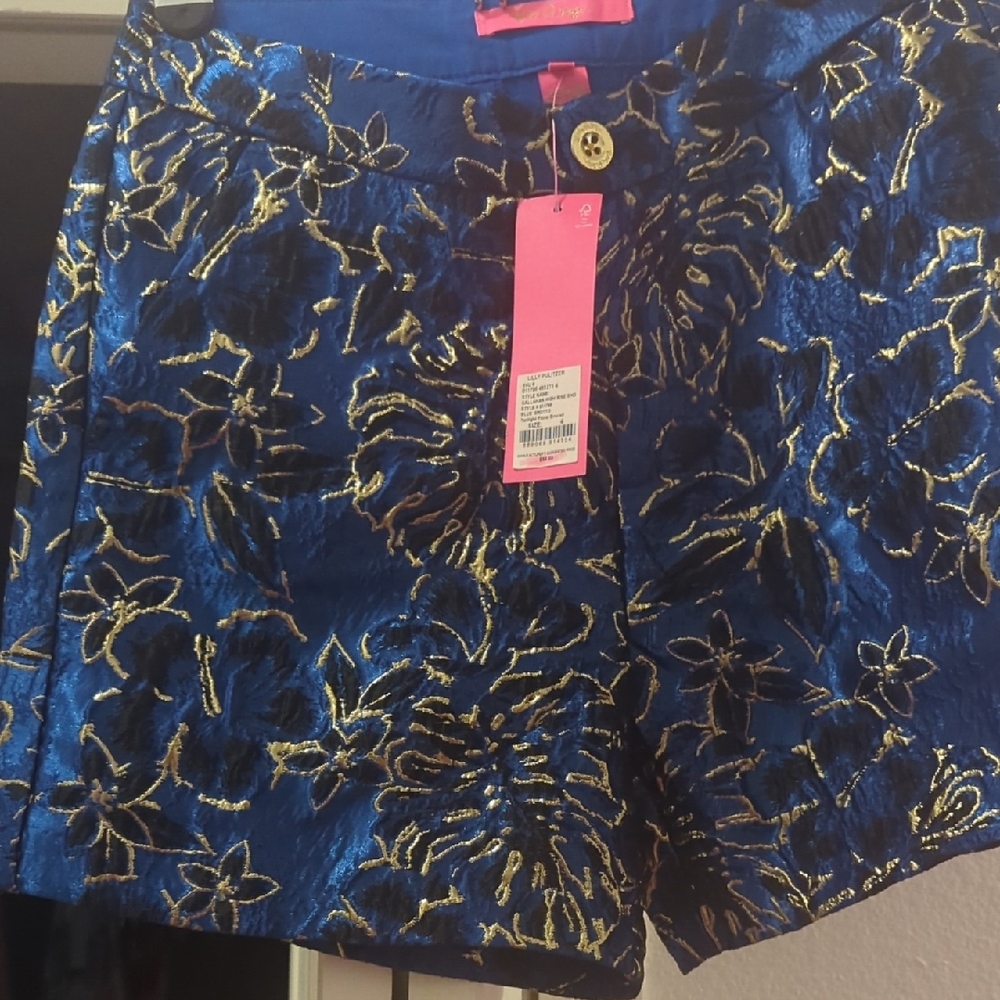 Floral Blue and Gold Women's Shorts
